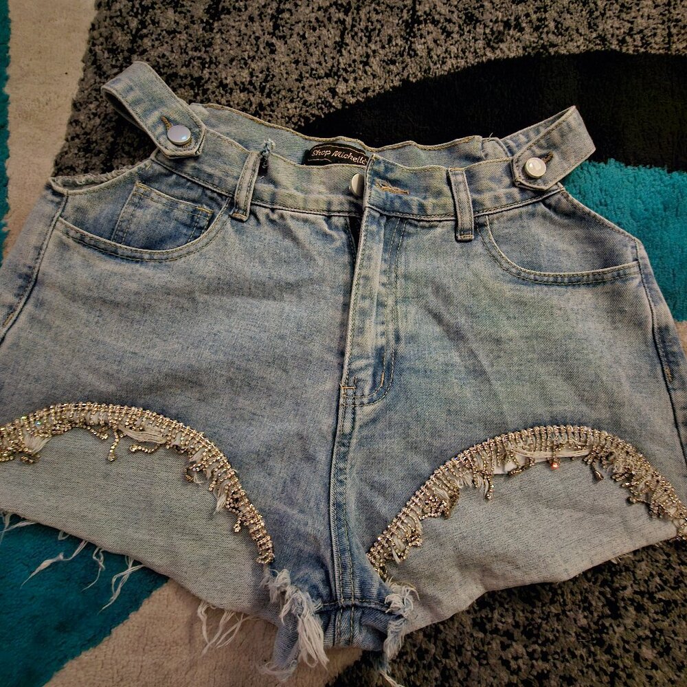 Bling Denim Shorts, NWOT